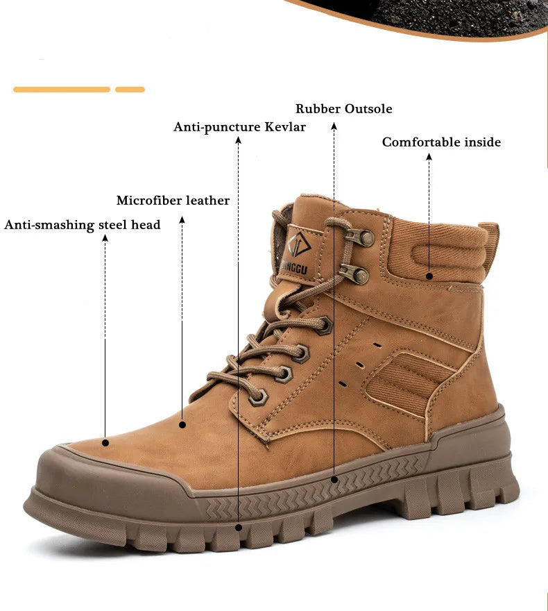 Work Safety Boots Men Indestructible Work Shoes Men Winter Boots Safety Shoes New  Anti-smash Anti-puncture Steel Toe Shoes