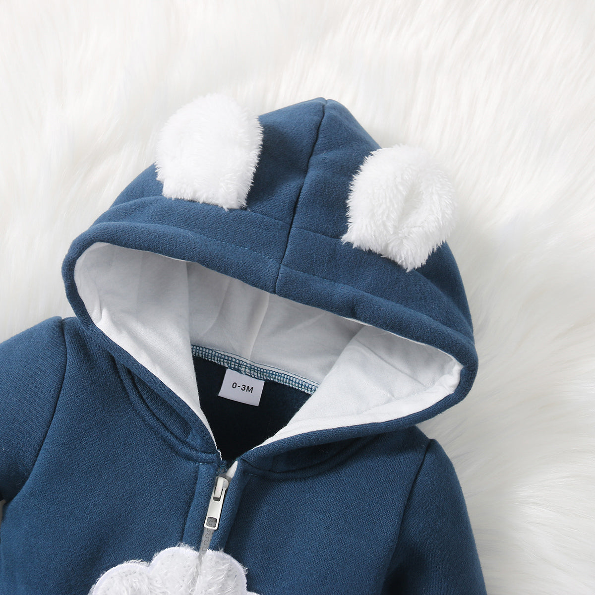 PatPat Winter Baby Adorable Cloud Hooded Baby Rompers for Baby Boys and Baby Girls Warm Unisex Baby Bodysuit Clothes