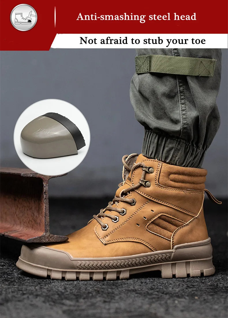 Work Safety Boots Men Indestructible Work Shoes Men Winter Boots Safety Shoes New  Anti-smash Anti-puncture Steel Toe Shoes