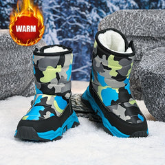 Youngsters' Winter Camo Snow Boots - High-Top, Warm & Cozy for Boys and Girls, Perfect for Outdoor Adventures