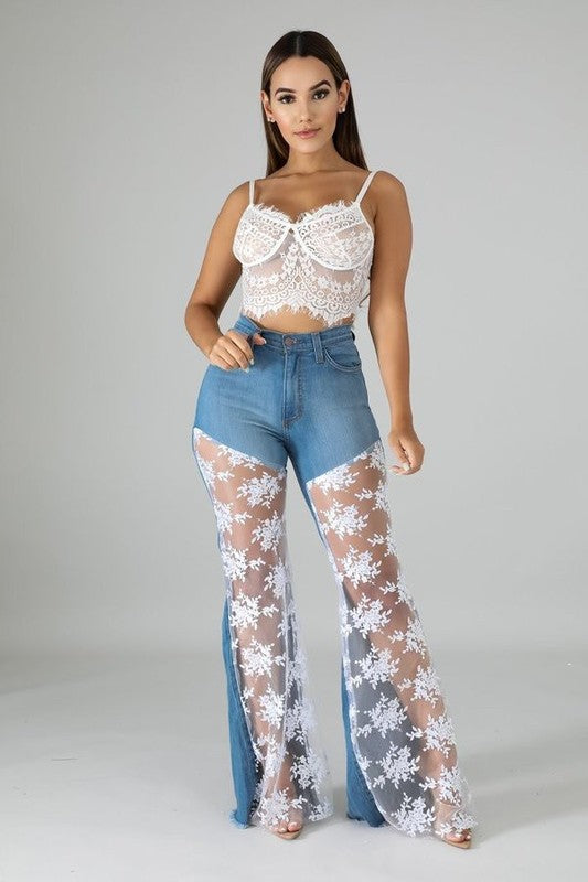 Lace Bell Bottom Jean