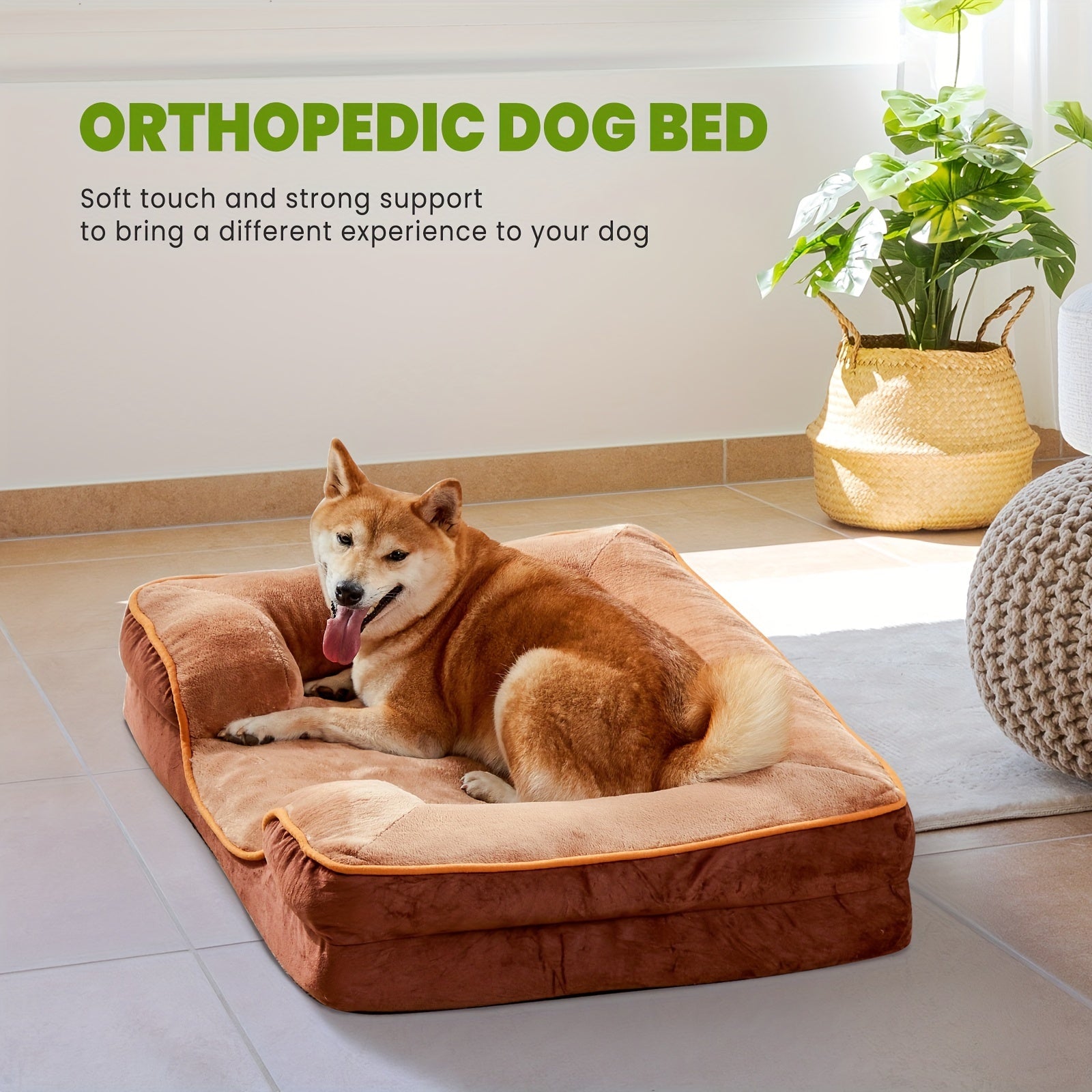 Large Luxury Orthopedic Dog Bed - Washable Sofa Bed with Supportive Foam, Detachable Cover, Waterproof Lining, and Non-slip Bottom for Small to Large Dogs in 4 Sizes