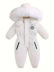 Girls Boys Outdoor Ski Suits baby Winter Warm Hooded Jumpsuit With Zipper Pockets outerwear coat Overalls