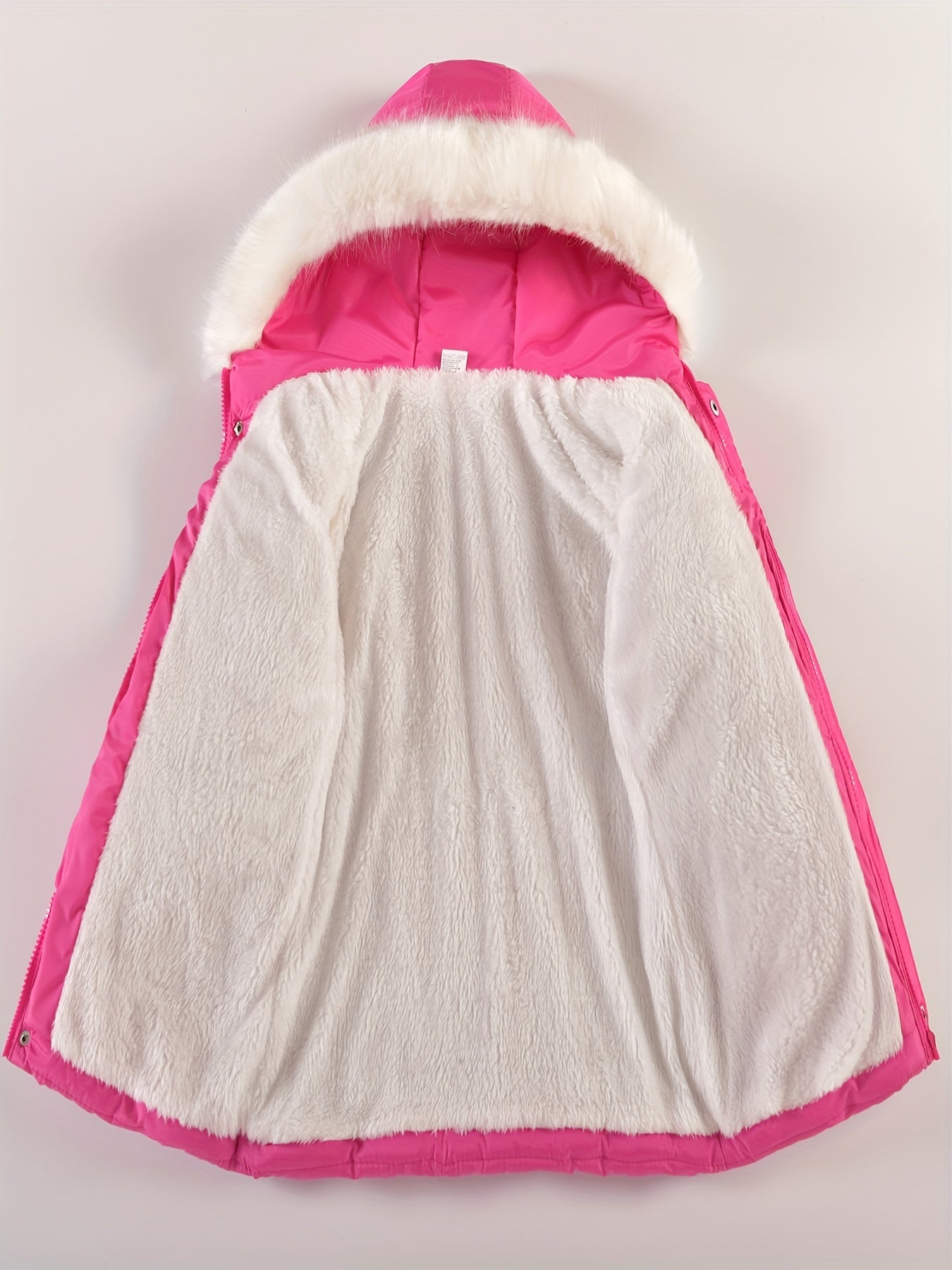 Girls Winter Puffer Jacket, Thick Coat With Hood, Casual Style, Warm Outerwear With Fur Trim Hood