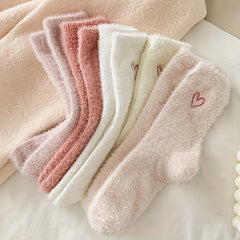 5 Pairs of Ultra-Soft, Plush, and Thick Mid-Length Womens Socks - Warm, Cold-Resistant, and Cozy for Autumn and Winter - Ideal for Home, Sleep, Floor, and Long Tube Wear