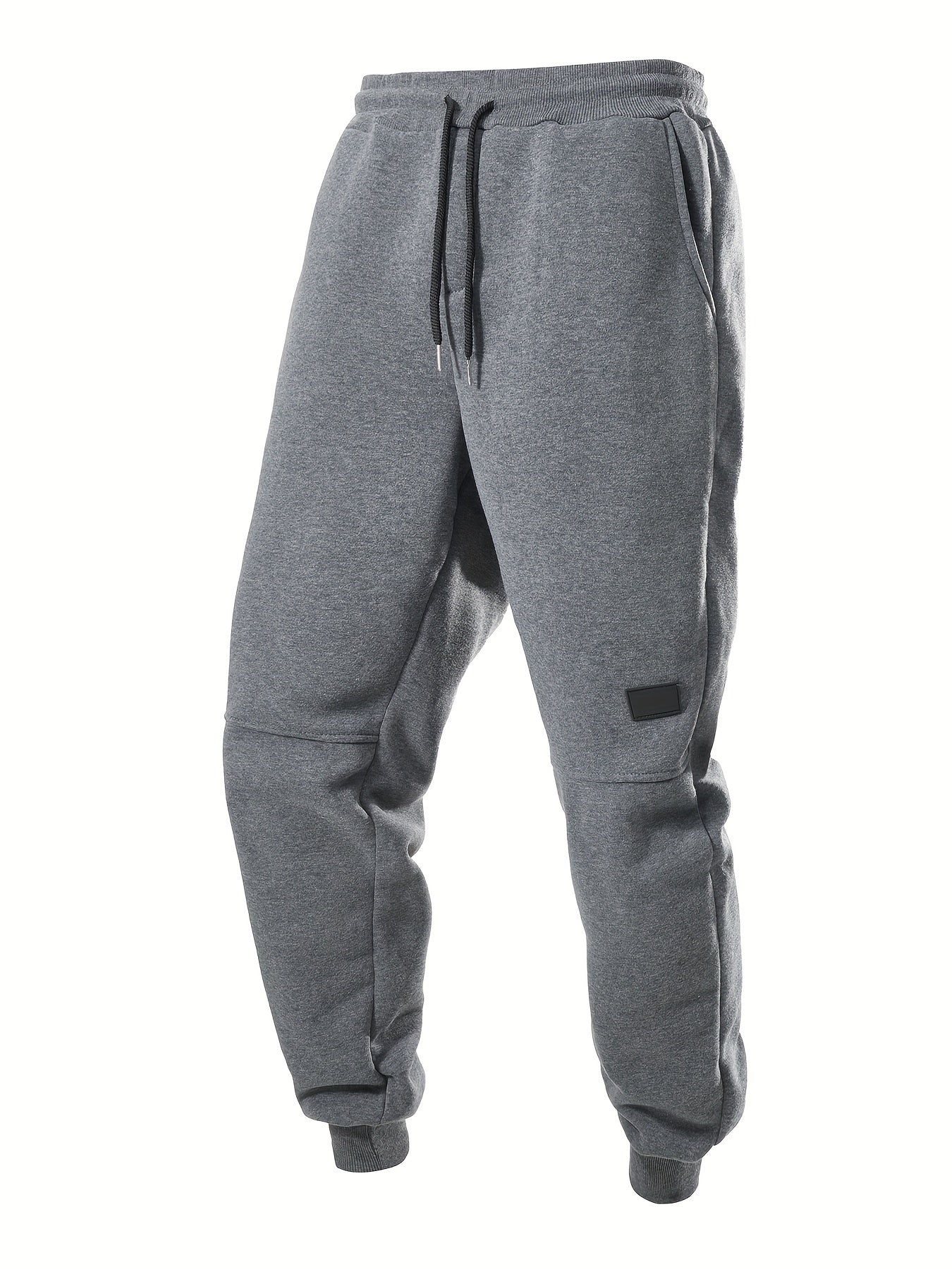 3pcs Solid Color Men's Casual Joggers With Pockets, Drawstring Pants For Sport And Casual Wear