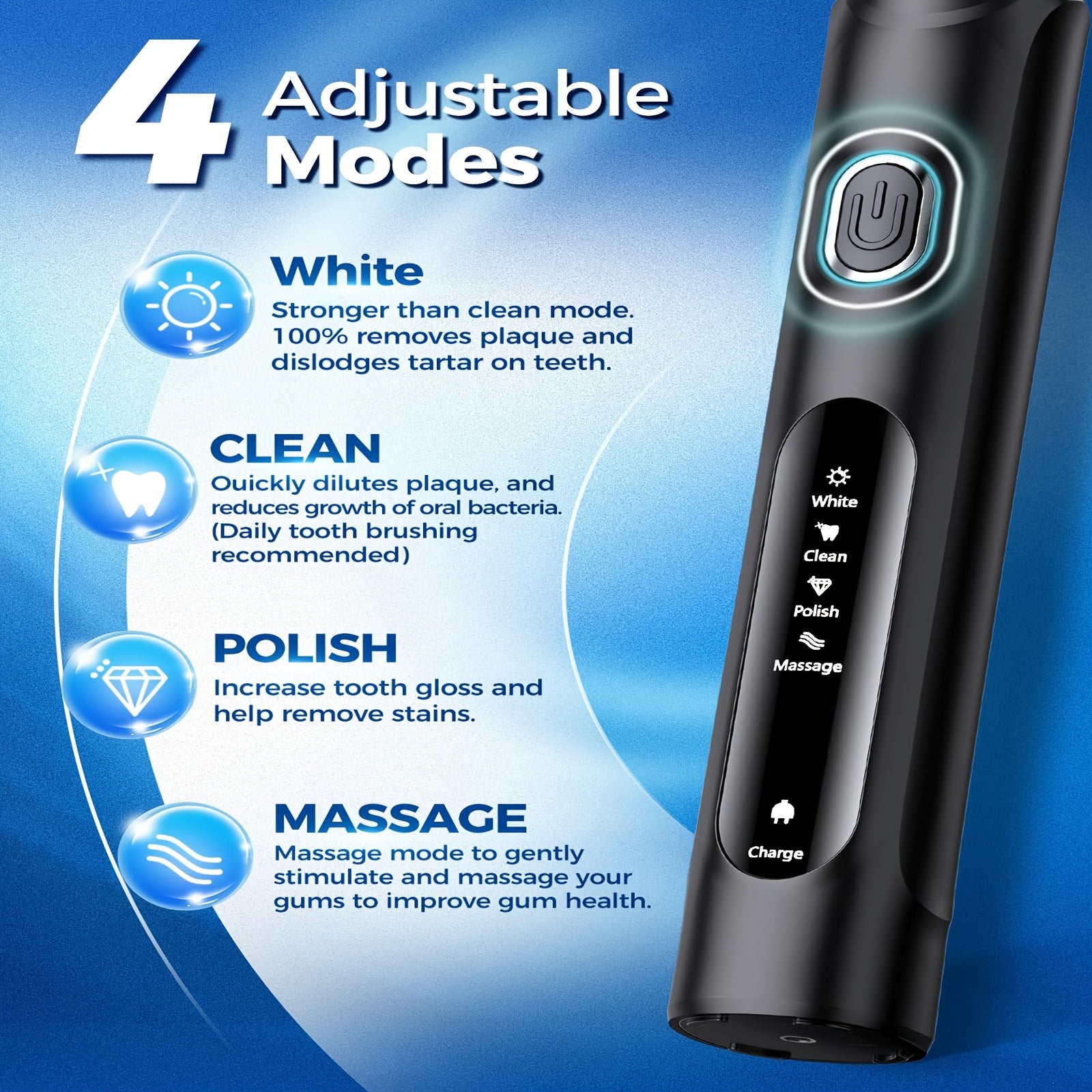 Rotating Electric Toothbrush For Adults, 4 Modes Deep Clean Electric Toothbrush With Rechargeable Power, Fast Charge