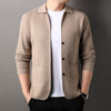 Pure Color Knitted Cardigan For Young Men Korean Style Sweater Lapel