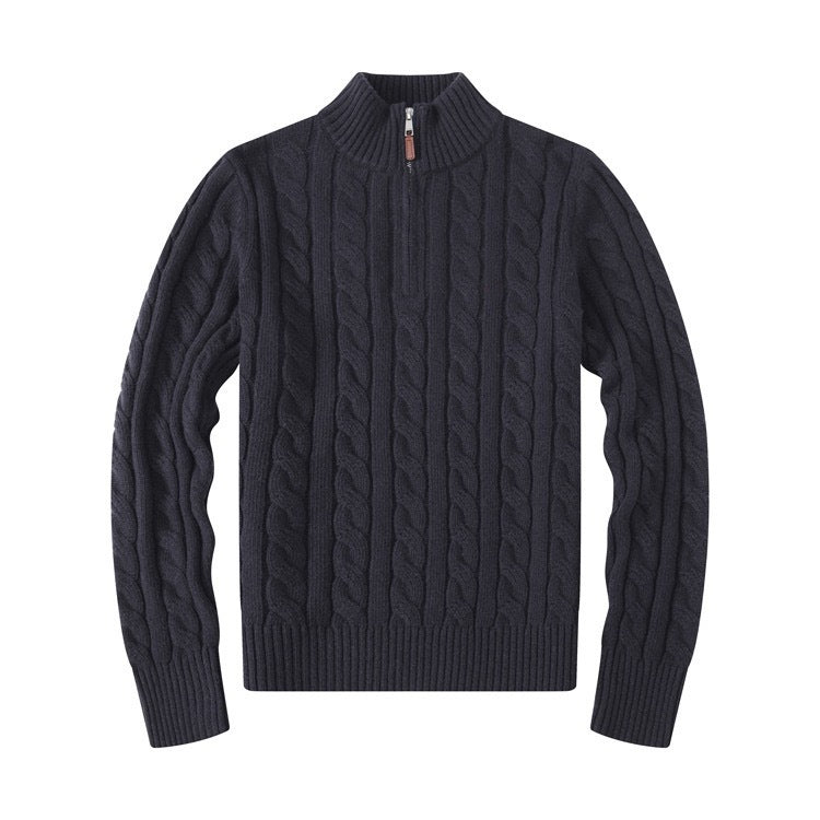 Men's Half-height Zip Twist Knit Sweater