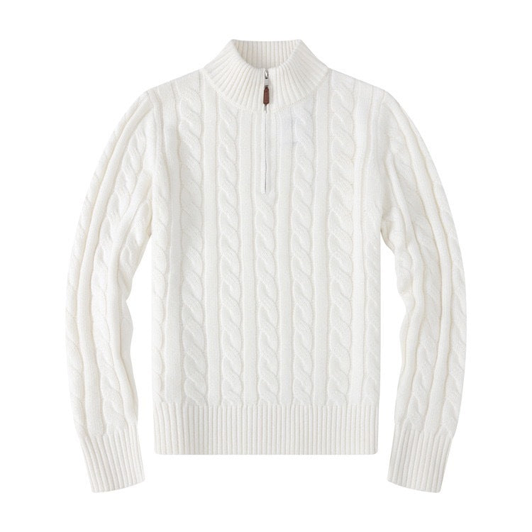 Men's Half-height Zip Twist Knit Sweater