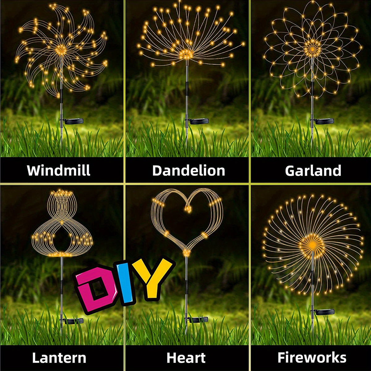 1pc Solar Garden Lights Outdoor Waterproof 8 Modes, Light Up Your Garden With Solar Fireworks Light, 60/150/200/240 LED Outdoor DIY Lights! IP54