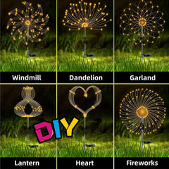 1pc Solar Garden Lights Outdoor Waterproof 8 Modes, Light Up Your Garden With Solar Fireworks Light, 60/150/200/240 LED Outdoor DIY Lights! IP54