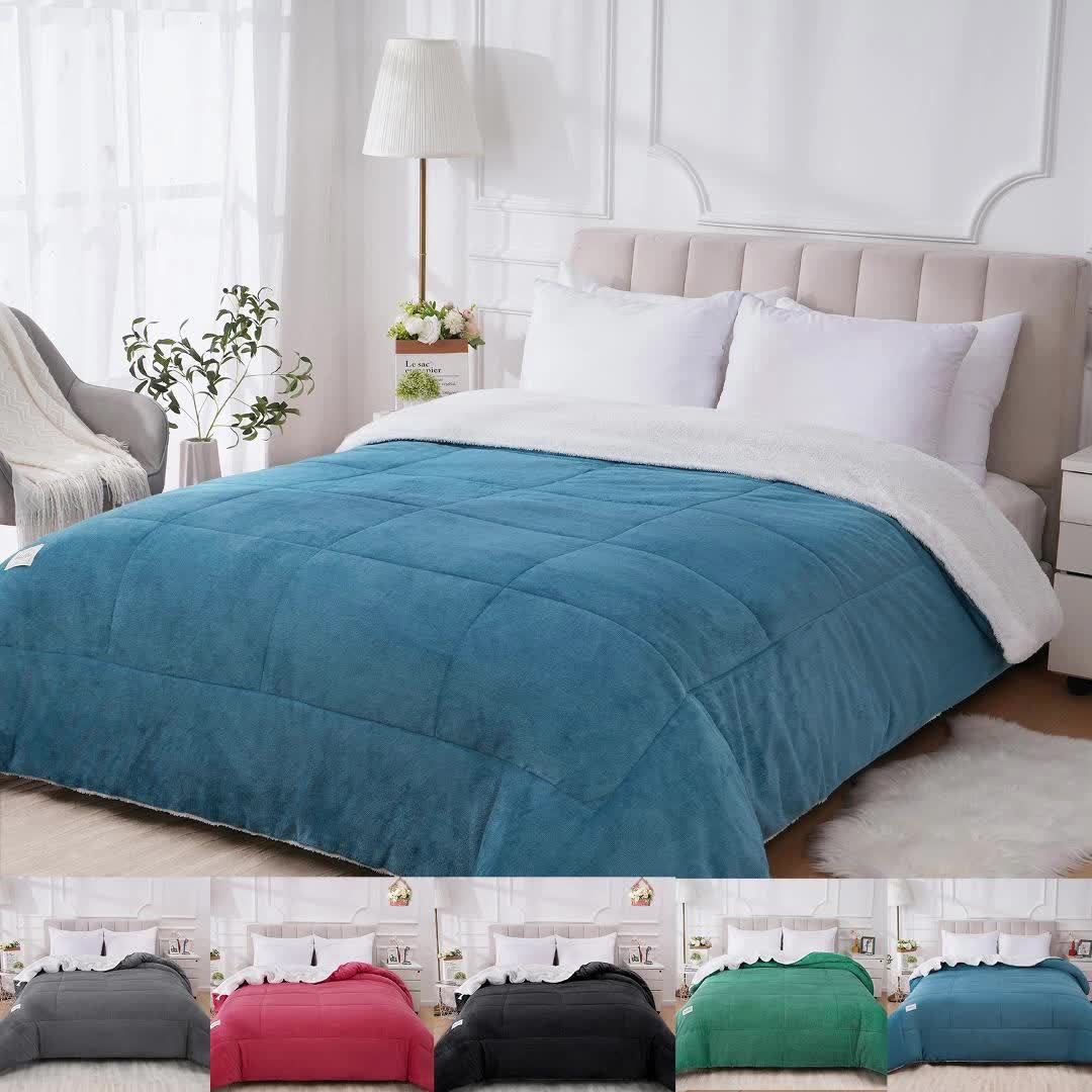 1 Set Thick and Soft Comforter - All Season Quilted Ultra Breathable, Box Stitch Solid Color Comforter, Machine Washable Bedroom Warm Autumn And Winter Comforter