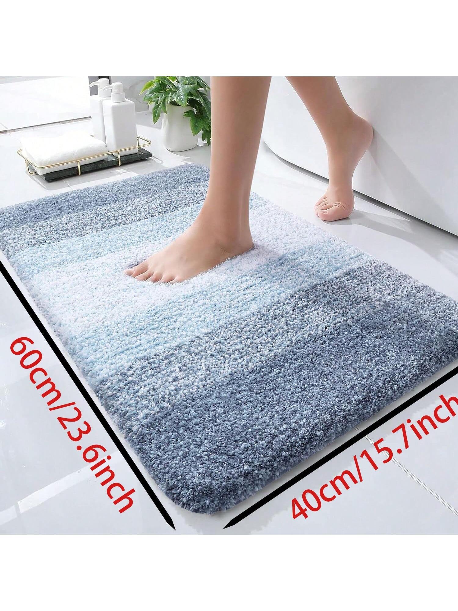 OLANLY Luxury Bathroom Rugs Mat 23.6X15.7, Extra Soft and Absorbent Microfiber Bath Rugs, Non-Slip Plush Shaggy Bath Carpet, Machine Wash Dry, Bath Mat for Bathroom Floor, Tub and Shower, Grey