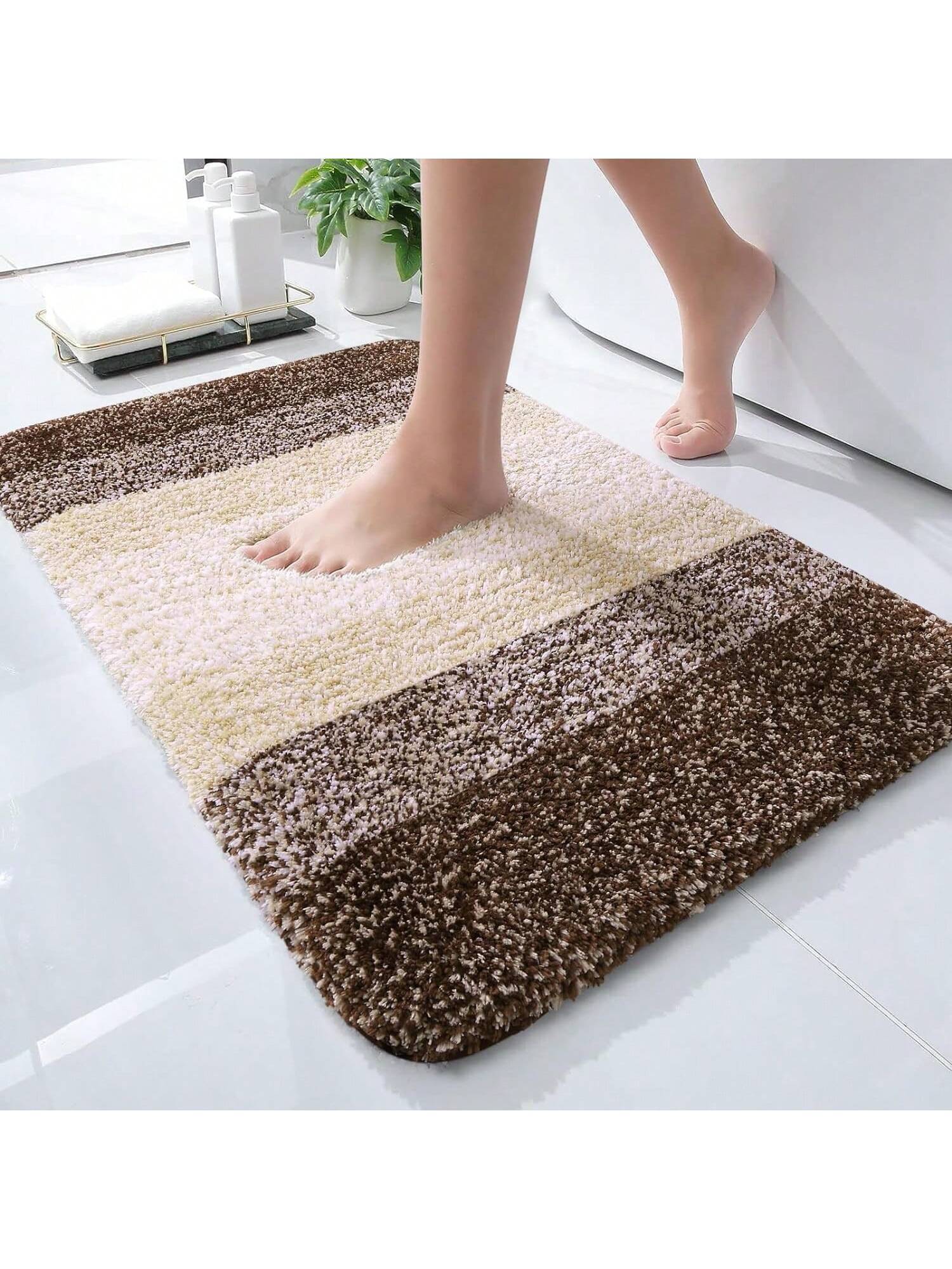 OLANLY Luxury Bathroom Rugs Mat 23.6X15.7, Extra Soft and Absorbent Microfiber Bath Rugs, Non-Slip Plush Shaggy Bath Carpet, Machine Wash Dry, Bath Mat for Bathroom Floor, Tub and Shower, Grey