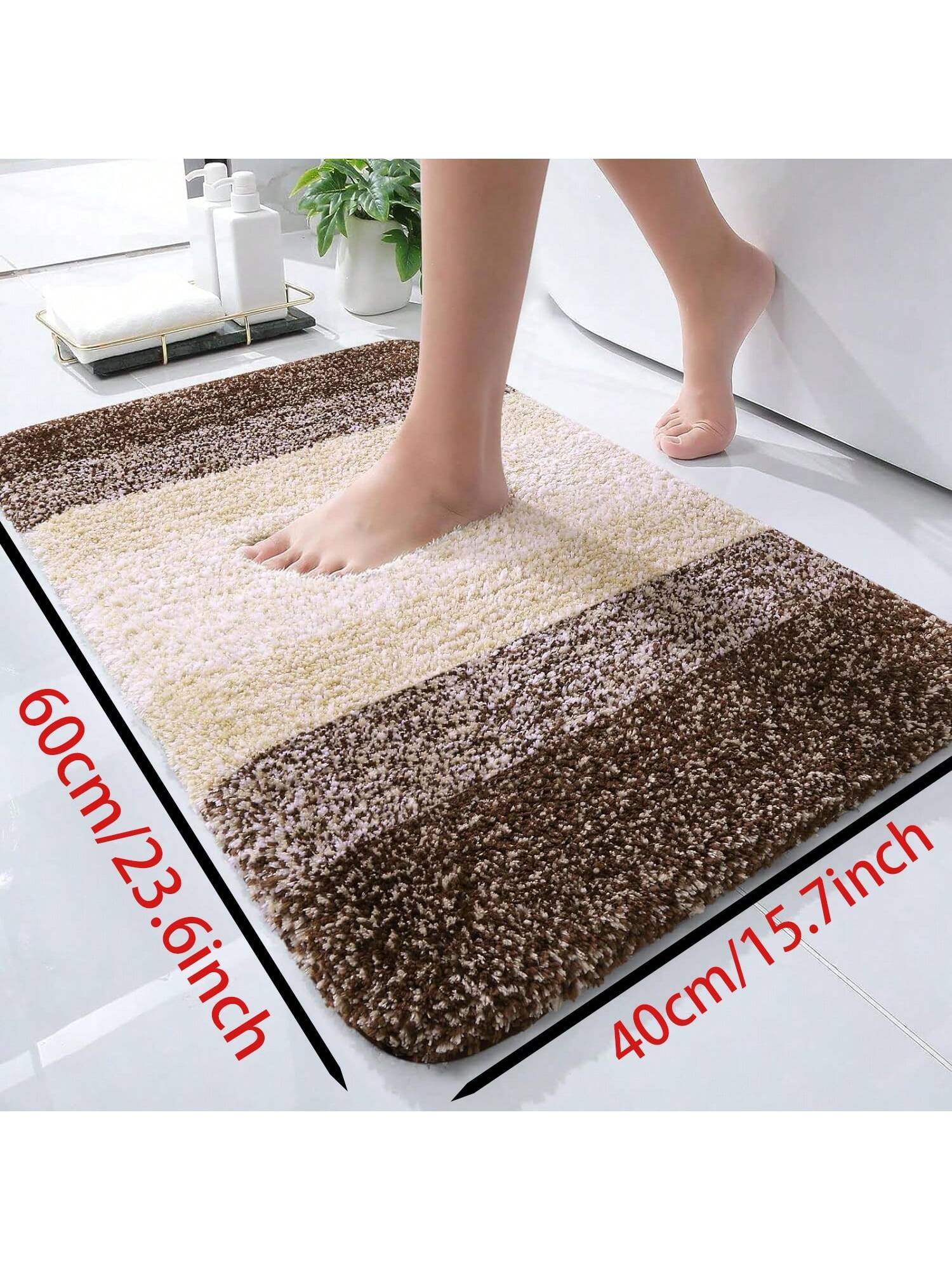 OLANLY Luxury Bathroom Rugs Mat 23.6X15.7, Extra Soft and Absorbent Microfiber Bath Rugs, Non-Slip Plush Shaggy Bath Carpet, Machine Wash Dry, Bath Mat for Bathroom Floor, Tub and Shower, Grey