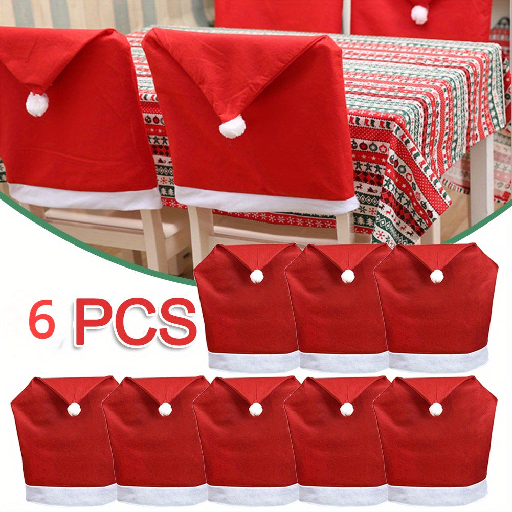 6 Santa Hats chair covers Christmas decorations table New Year decorations home Navidad Noel Christmas Gift Restaurant/ cafe