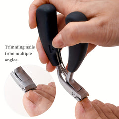 1 Pc Premium Stainless Steel Fingernail Clippers - Heavy-Duty, Curved, Concave Blade, Large Opening for Thick Nails, Elderly-Friendly, No-Splash, Precision Trimming, Long Handle, Inclined Arc Blade, Ergonomic Design for Easy