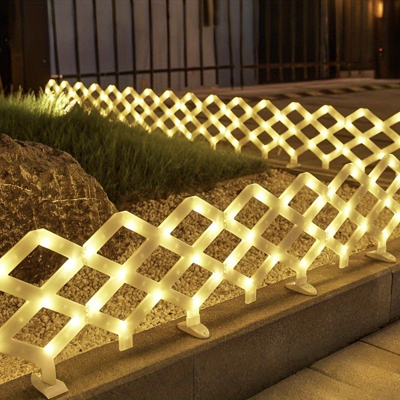 8-piece, Solar LED Fence Light, Diamond Style, Length 118 Inches/3m, Height 11 Inches-suitable For Courtyard, Pool And Lawn Decoration | Ideal For New Year And Christmas Celebrations, IP44 Waterproof