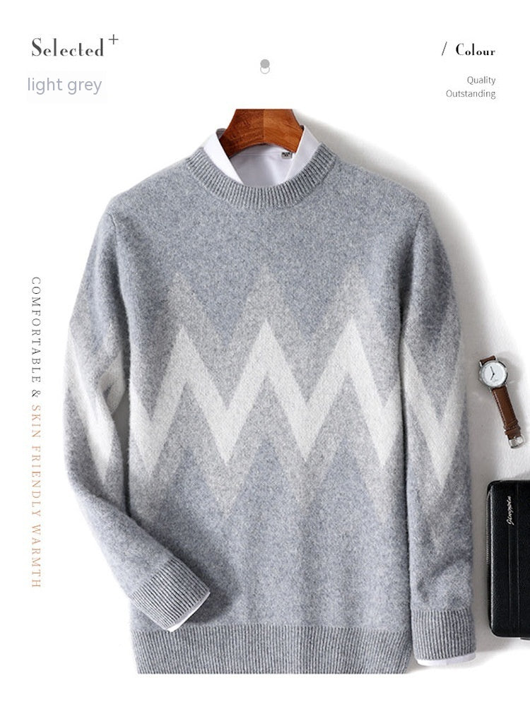 Men's Round Neck Thickened Pullover Wool Sweater