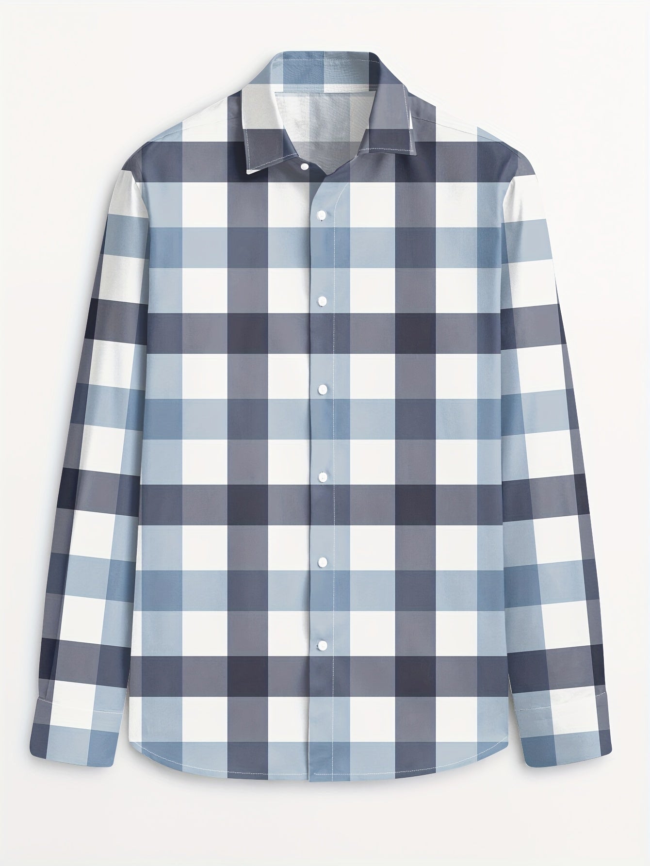 One Stylish Men's Breathable Plaid Button-Up Long Sleeve Shirt for Spring/Fall - Casual Collar Style