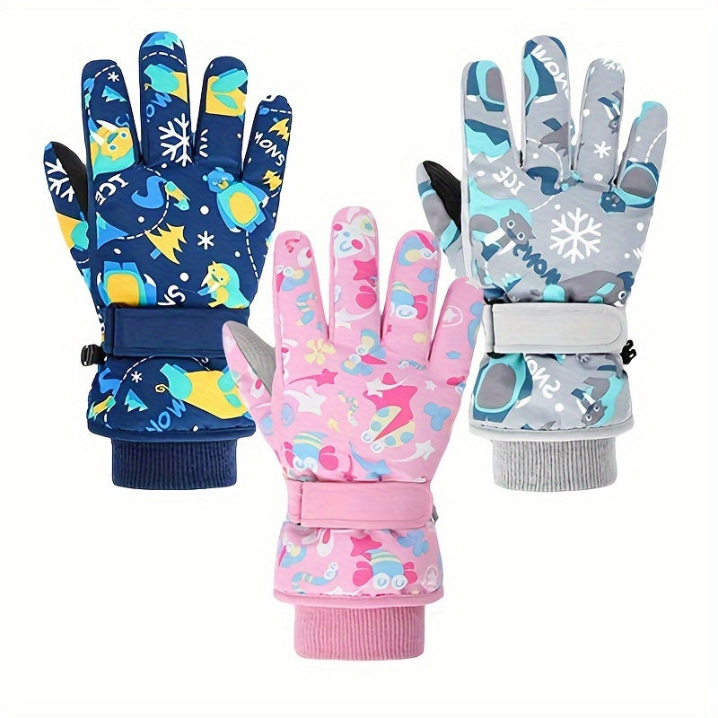 Thermal Winter Kids' Ski Gloves - Ultra Warm, Windproof, Coldproof, Waterproof, and Insulated with Plus Velvet Thickening for Enhanced Grip and Comfort - Ideal for Children Aged 4 and Above