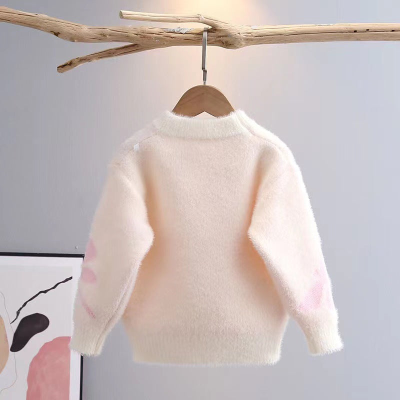 Autumn And Winter Pullover Mink Fur Knitted Round Neck Sweater