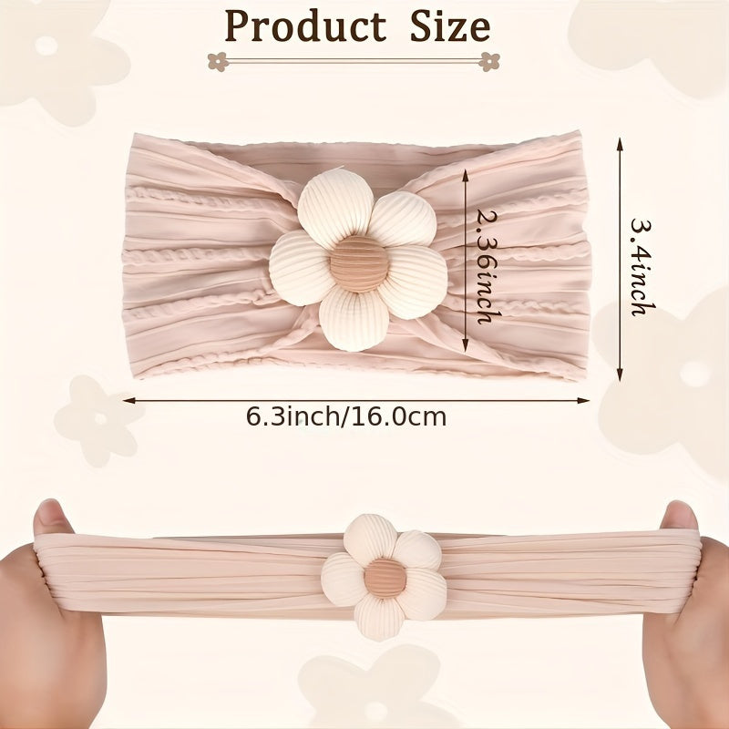 6 Pcs Baby Flower Headbands Baby Girls Nylon Headbands Soft Hairbands Hair Accessories for Newborn Infant Toddler Kids Beige Pink Khaki