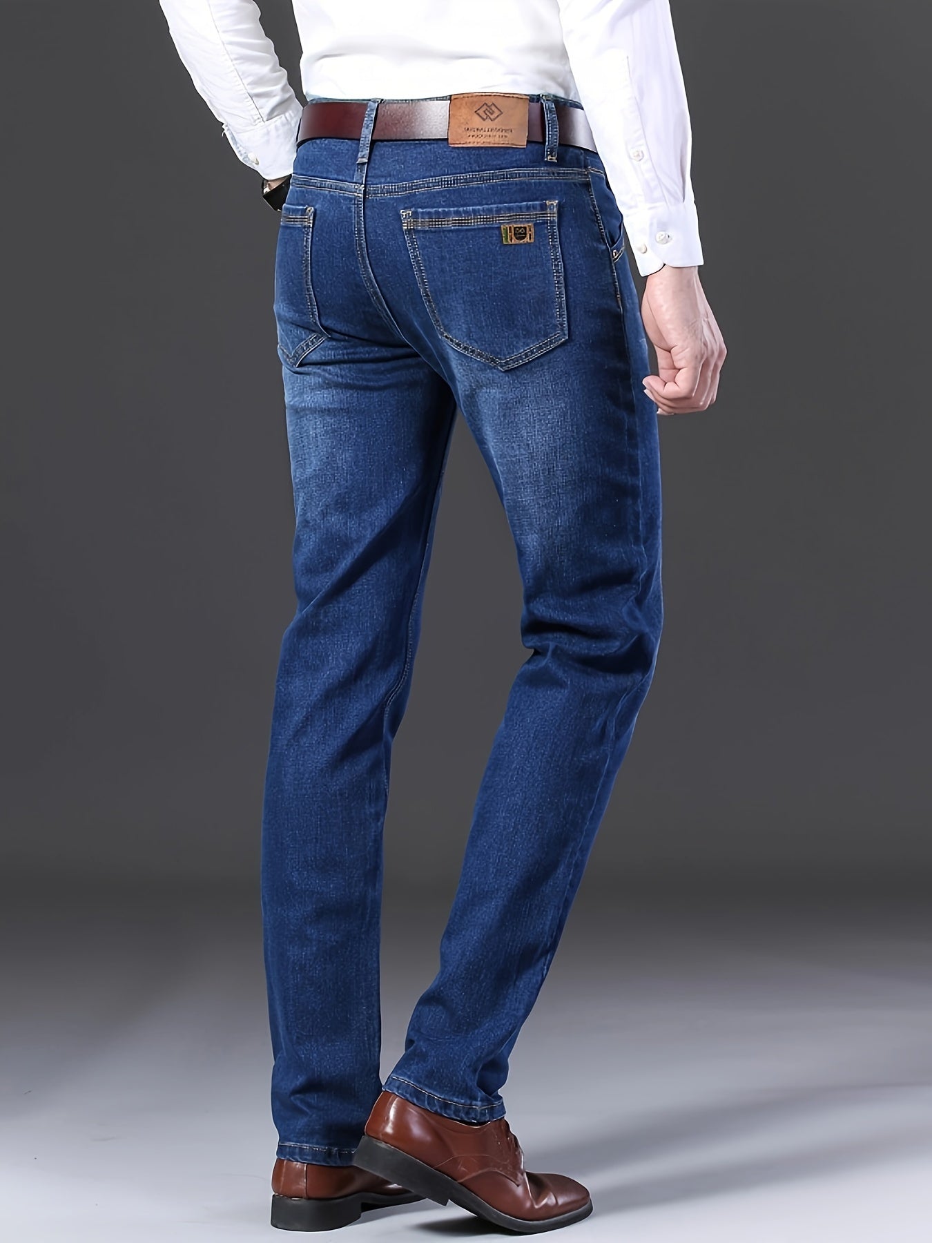 Classic Comfort Fit Jeans - Soft Slight Stretch Cotton Blend Fabric, Regular Length, Solid Color, All-Season Wear for Daily Casual Style