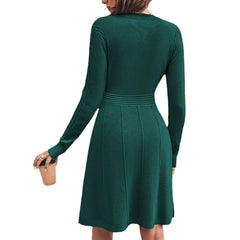 Knitted Long Sleeve Fashion Slim Fit Sweater Dress