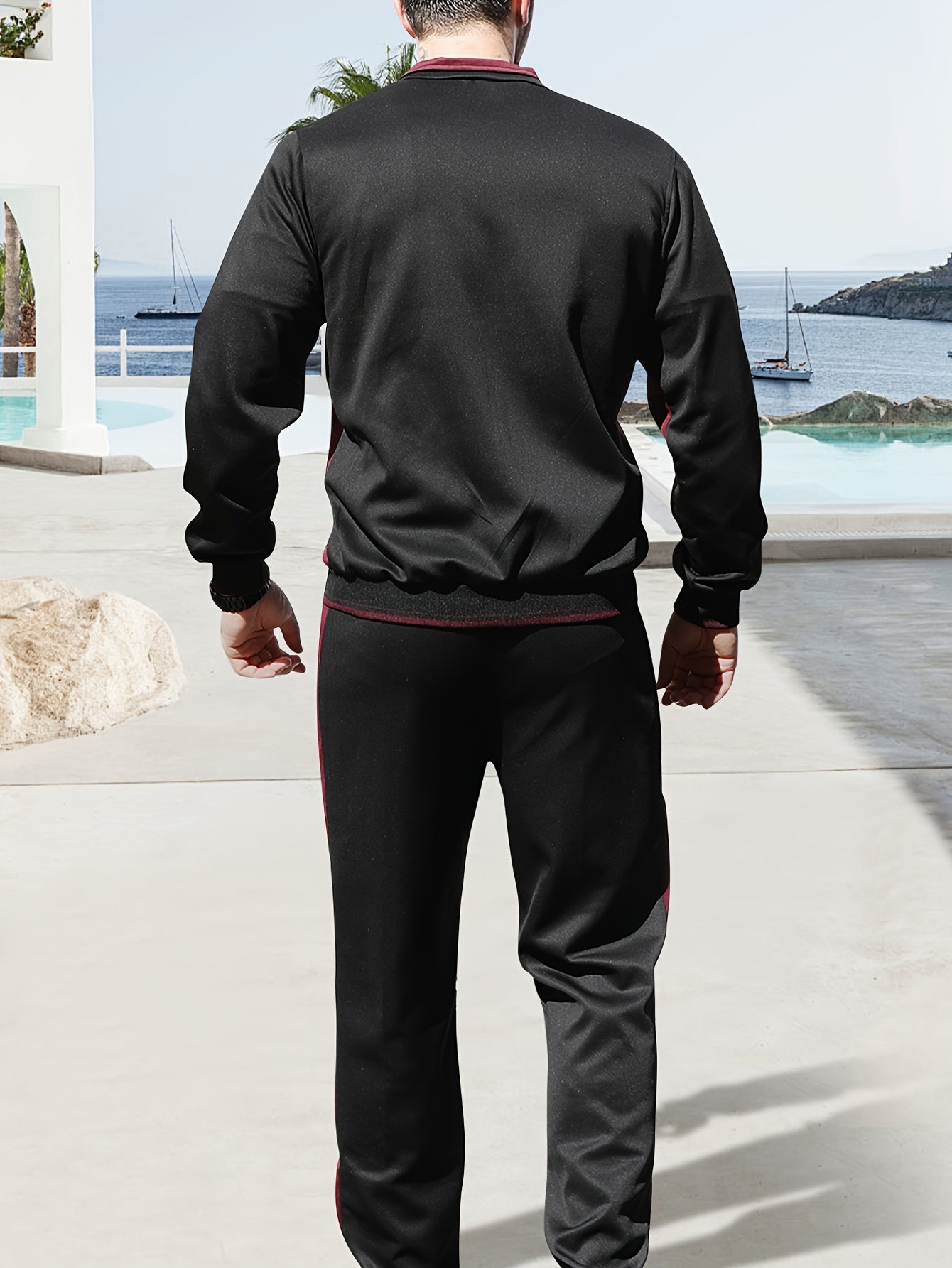 [Fast Arrival] Stylish Zip-up Tracksuit Set - Workout Top & Bottom Sets - Breathable, Cool, and Comfortable for Outdoor Sports and Casual Wear with Micro Elastic Jacket and Stretchy Pants