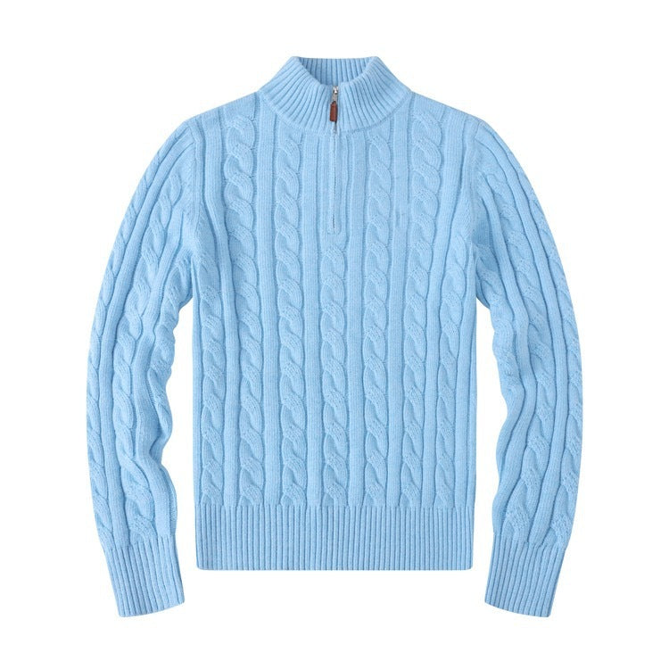 Men's Half-height Zip Twist Knit Sweater