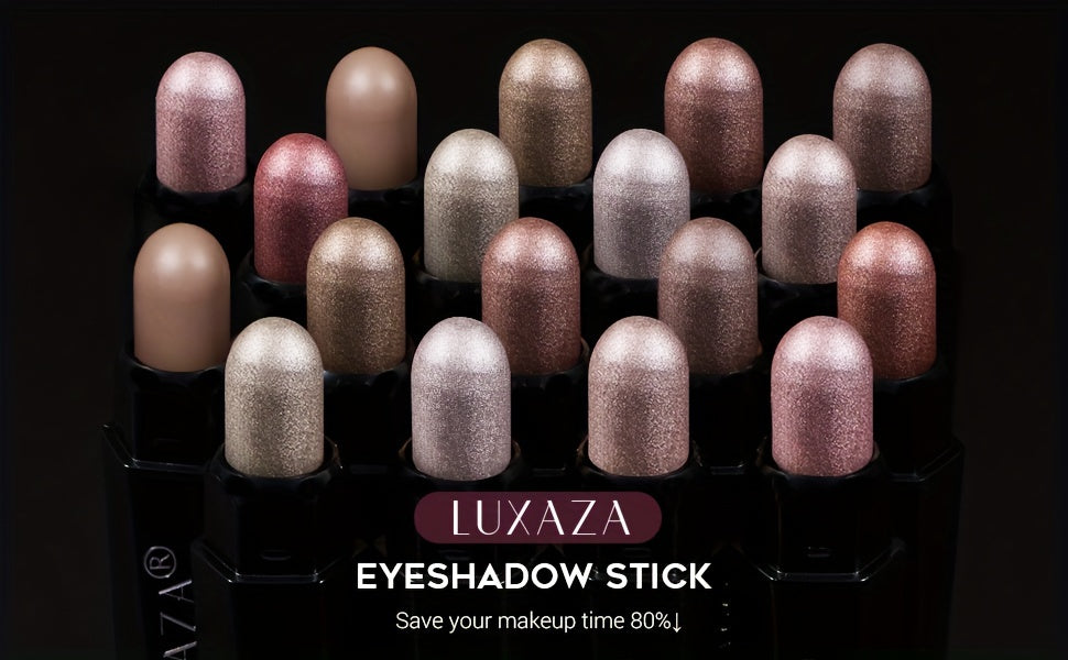 10PCS Smudge-proof Eyeshadow Stick LUXAZA, Shimmer And Neutral Champagne Pink Metallic Eye Shadow, Cream Pencil Crayon, Waterproof, Eye Brightener Stick for Halloween