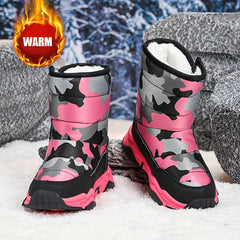 Youngsters' Winter Camo Snow Boots - High-Top, Warm & Cozy for Boys and Girls, Perfect for Outdoor Adventures