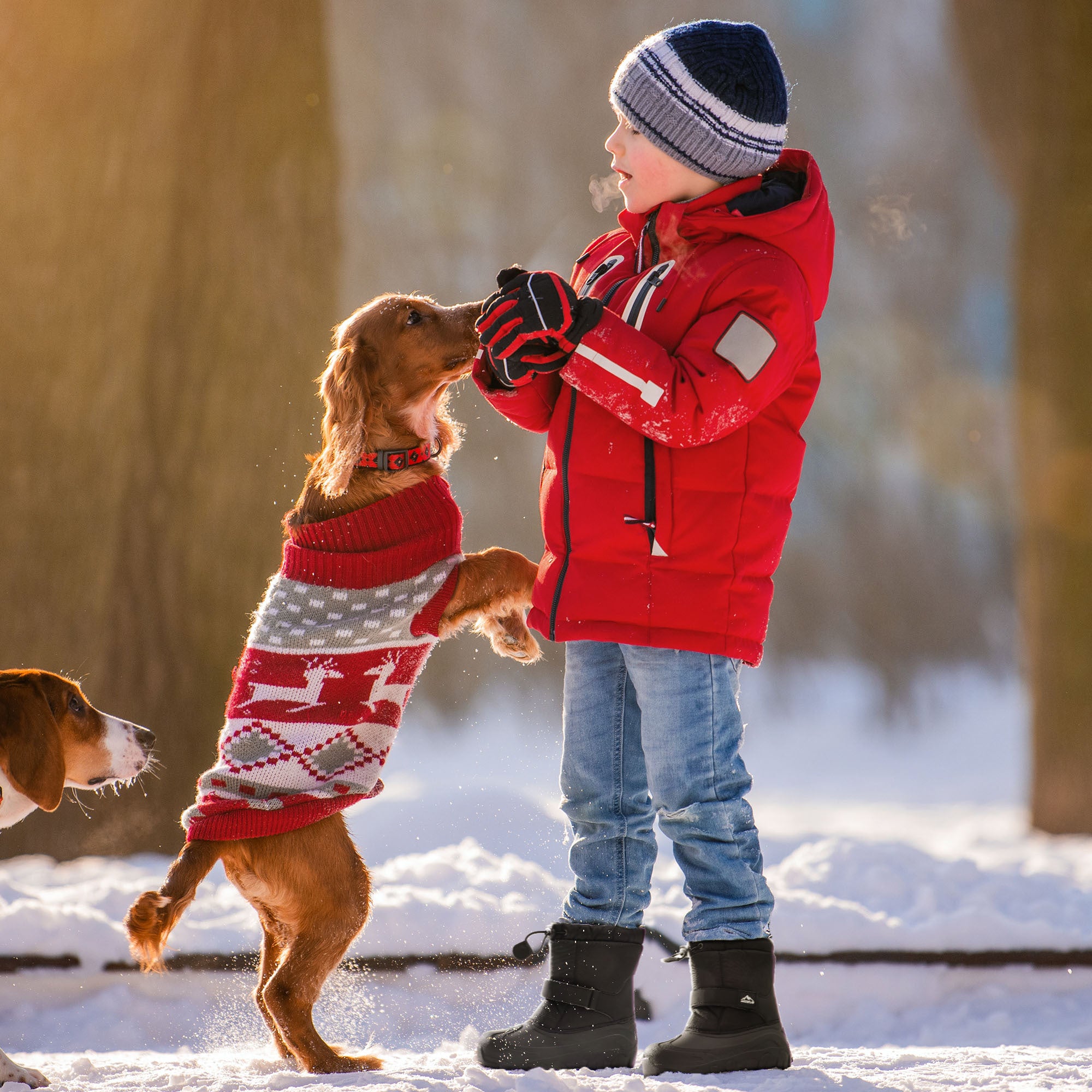 Youngsters' Waterproof Snow Boots - Cozy Faux Fur Lined, Anti-Slip Mid Calf Winter Shoes for Boys & Girls