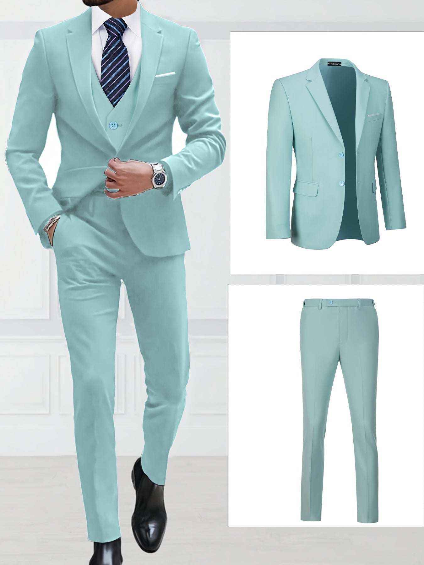 Two-Piece Classic Fit Suit Set for Men - Premium Quality, Comfortable Pants and Jacket - Ideal for Business, Wedding, and Formal Events