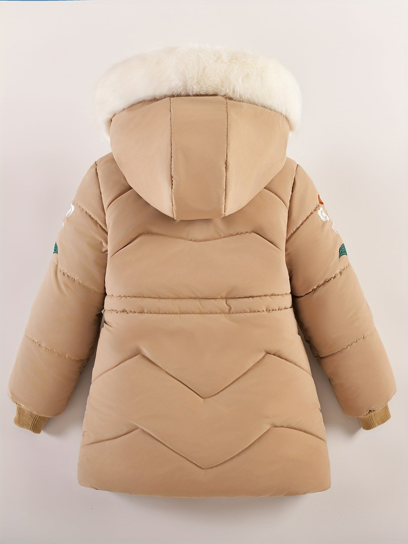 Girls Winter Puffer Jacket, Thick Coat With Hood, Casual Style, Warm Outerwear With Fur Trim Hood