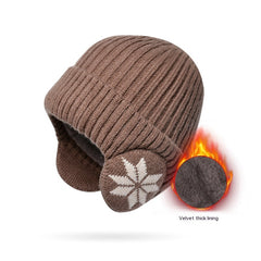 Thermal Knitting Woolen Cap Men's Fleece-lined Thickened Winter Beanie