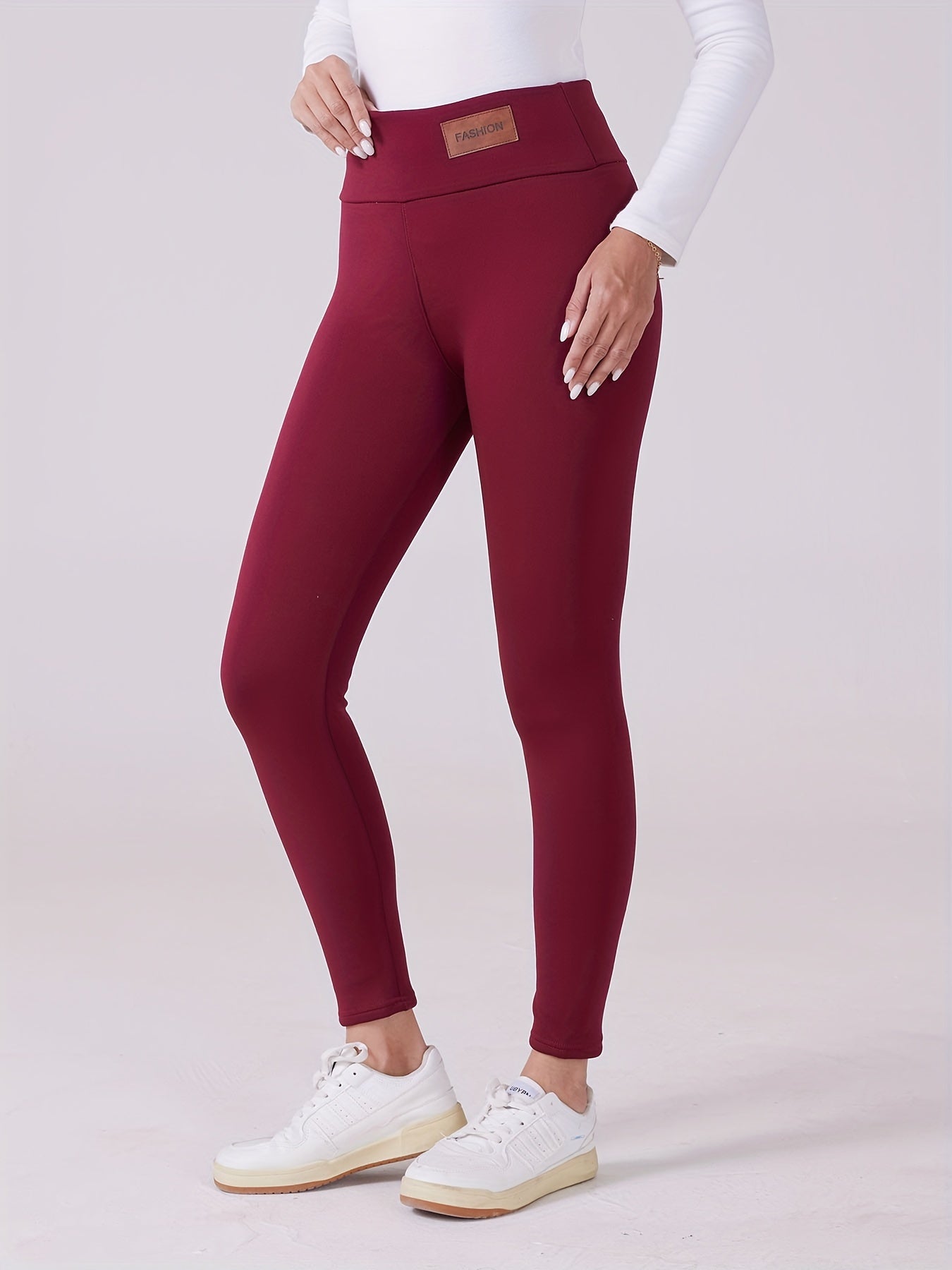 Plus Size Women's Thermal Leggings - Soft, Warm, High Waist, Patched Fleece Lining, Comfortable, Stretchy, Fall and Winter Essential - Perfect for Casual Daily Wear