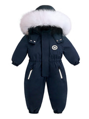 Girls Boys Outdoor Ski Suits baby Winter Warm Hooded Jumpsuit With Zipper Pockets outerwear coat Overalls