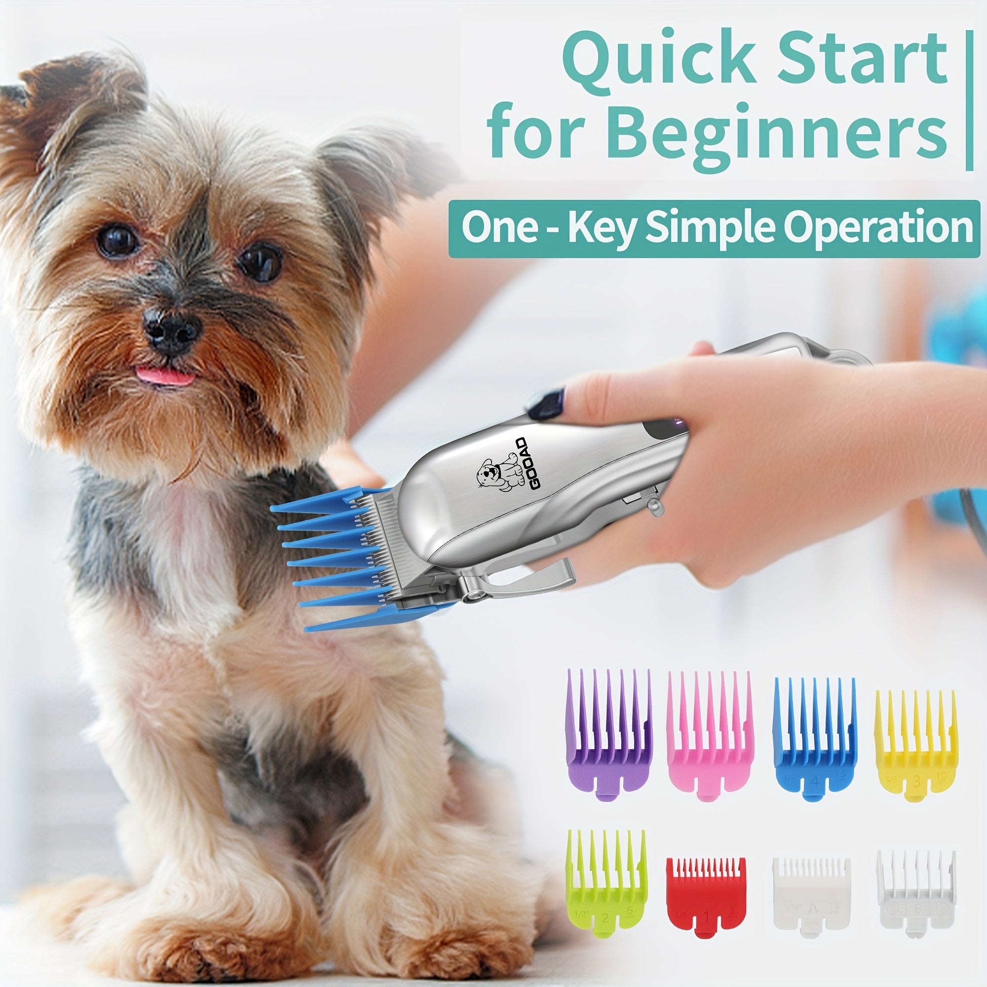 GOOAD Dog Clippers for Grooming, Dog Grooming Kit, Cordless Dog Grooming Clippers for Thick Coats, Dog Hair Trimmer, Low Noise Dog Shaver, Quiet Pet Hair Clippers for Dogs and Cats.