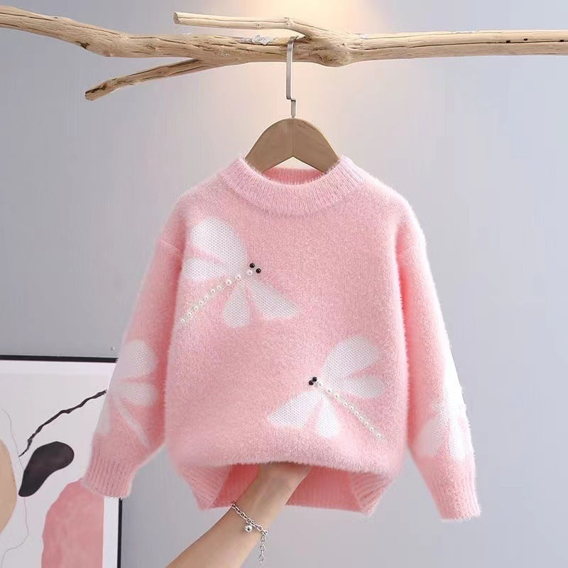 Autumn And Winter Pullover Mink Fur Knitted Round Neck Sweater