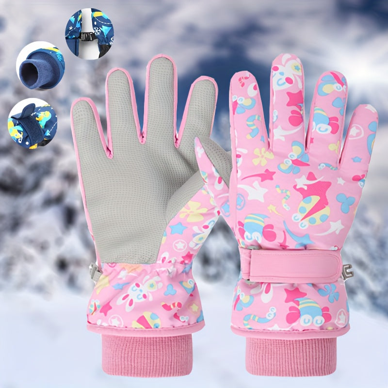 Thermal Winter Kids' Ski Gloves - Ultra Warm, Windproof, Coldproof, Waterproof, and Insulated with Plus Velvet Thickening for Enhanced Grip and Comfort - Ideal for Children Aged 4 and Above