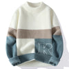 Round Neck Jacquard Color Matching Long Sleeve Pullover