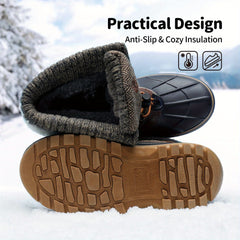 Boys Girls Snow Boots Waterproof Outdoor Warm Cozy Anti-Slip Mid Calf Faux Fur Lining Insulated Winter Shoes for Little/Big Kids