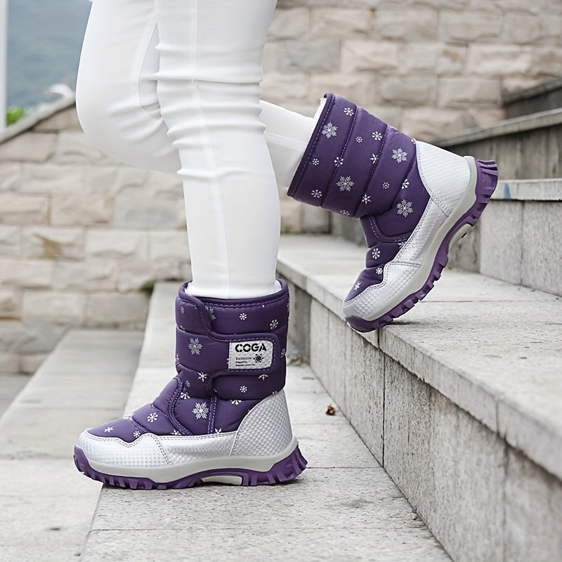 Girls Snow Boots Boys And Girls Outdoor Warm Cotton Boots Children'S Mid-Calf Boots