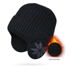 Thermal Knitting Woolen Cap Men's Fleece-lined Thickened Winter Beanie