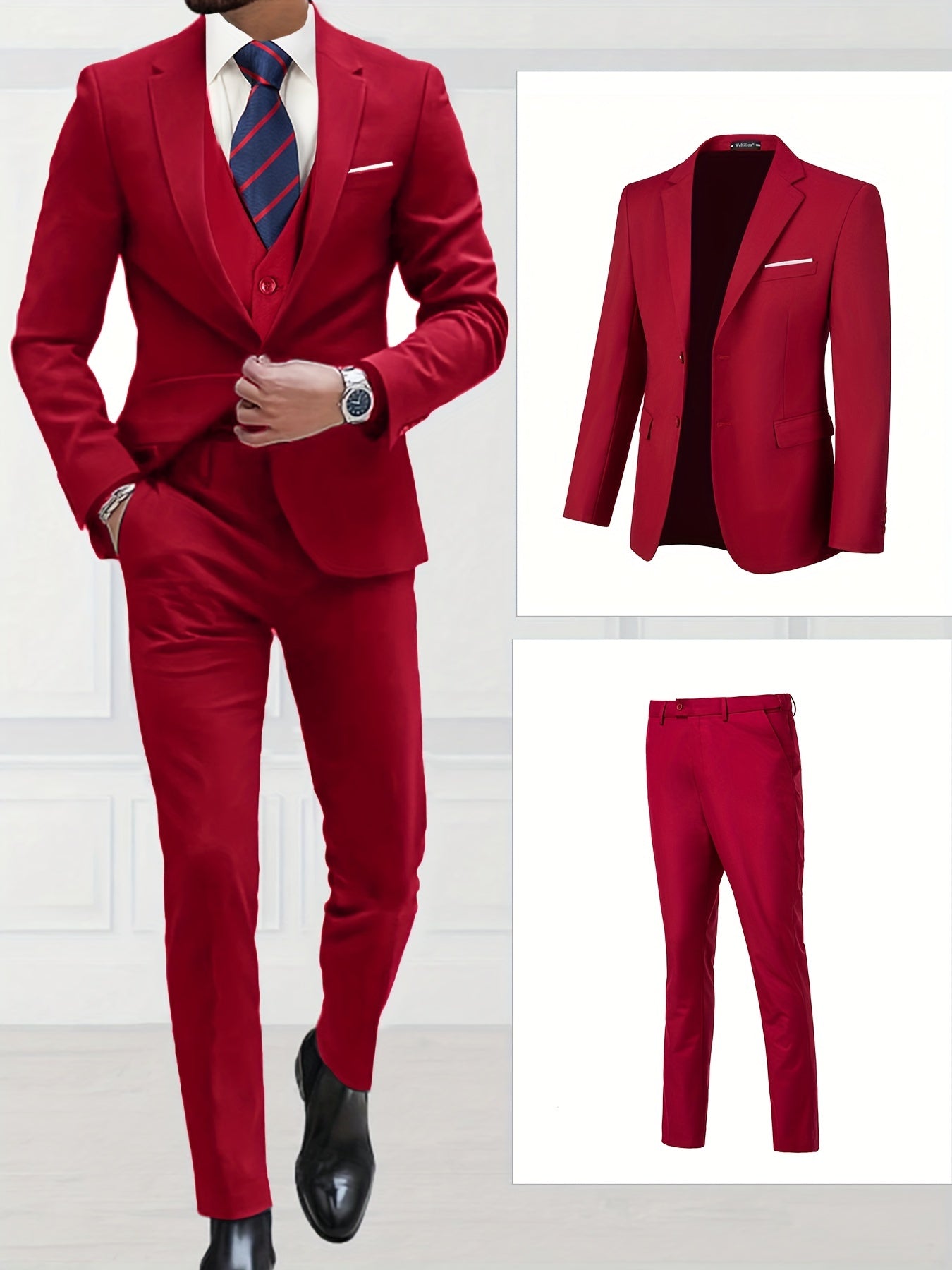 Two-Piece Classic Fit Suit Set for Men - Premium Quality, Comfortable Pants and Jacket - Ideal for Business, Wedding, and Formal Events