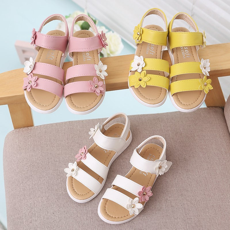 Simple Flower Girls's Flat Sandals