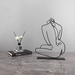 Modern Minimalist Art Line Abstract Character Metal Ornaments Living Room